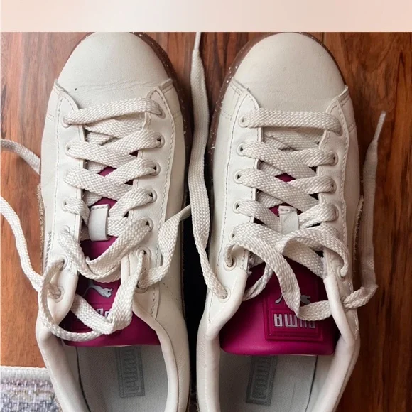 Puma Cream and Leopard Sneakers with Pink Accent - Picture 3 of 5